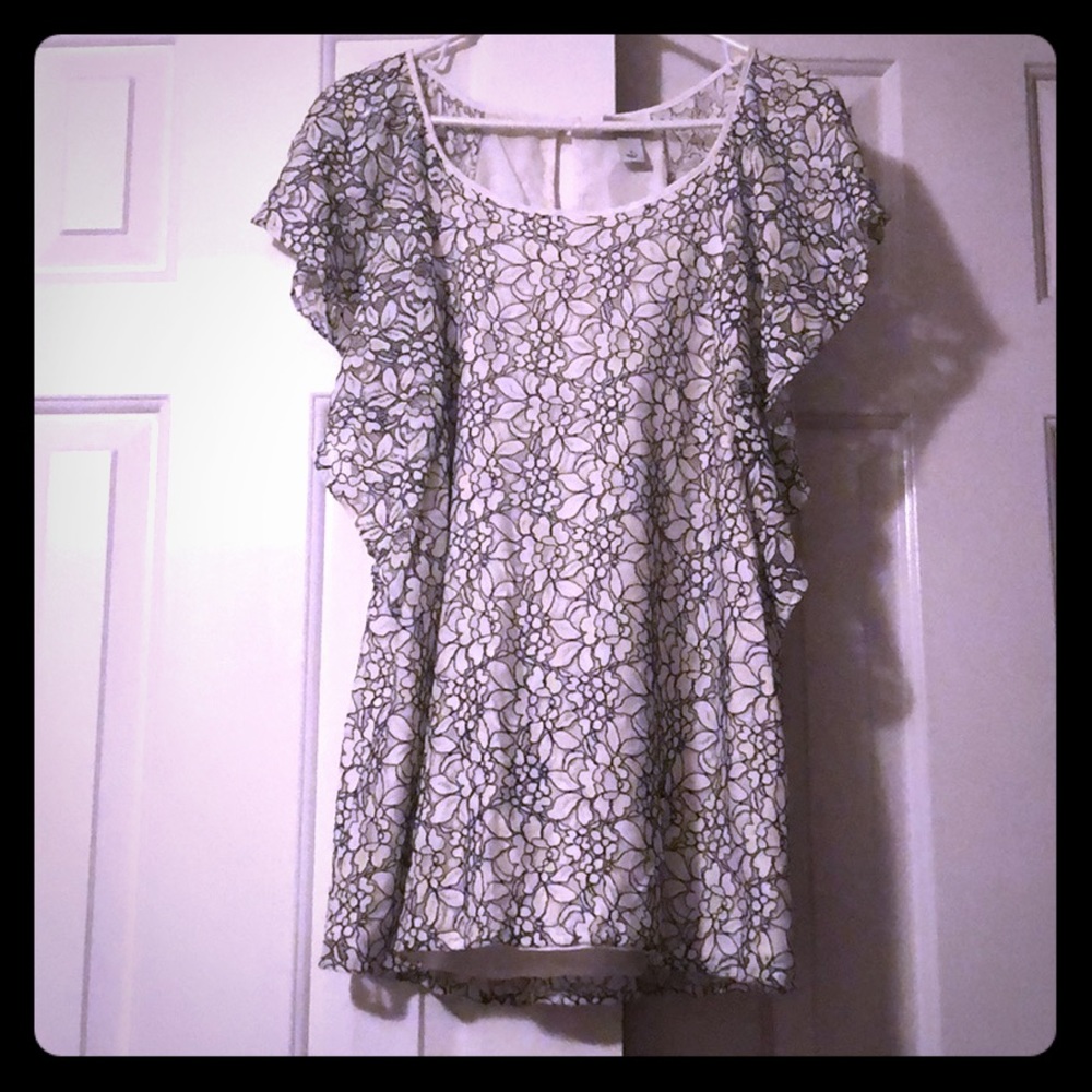 Black and White Floral Blouse